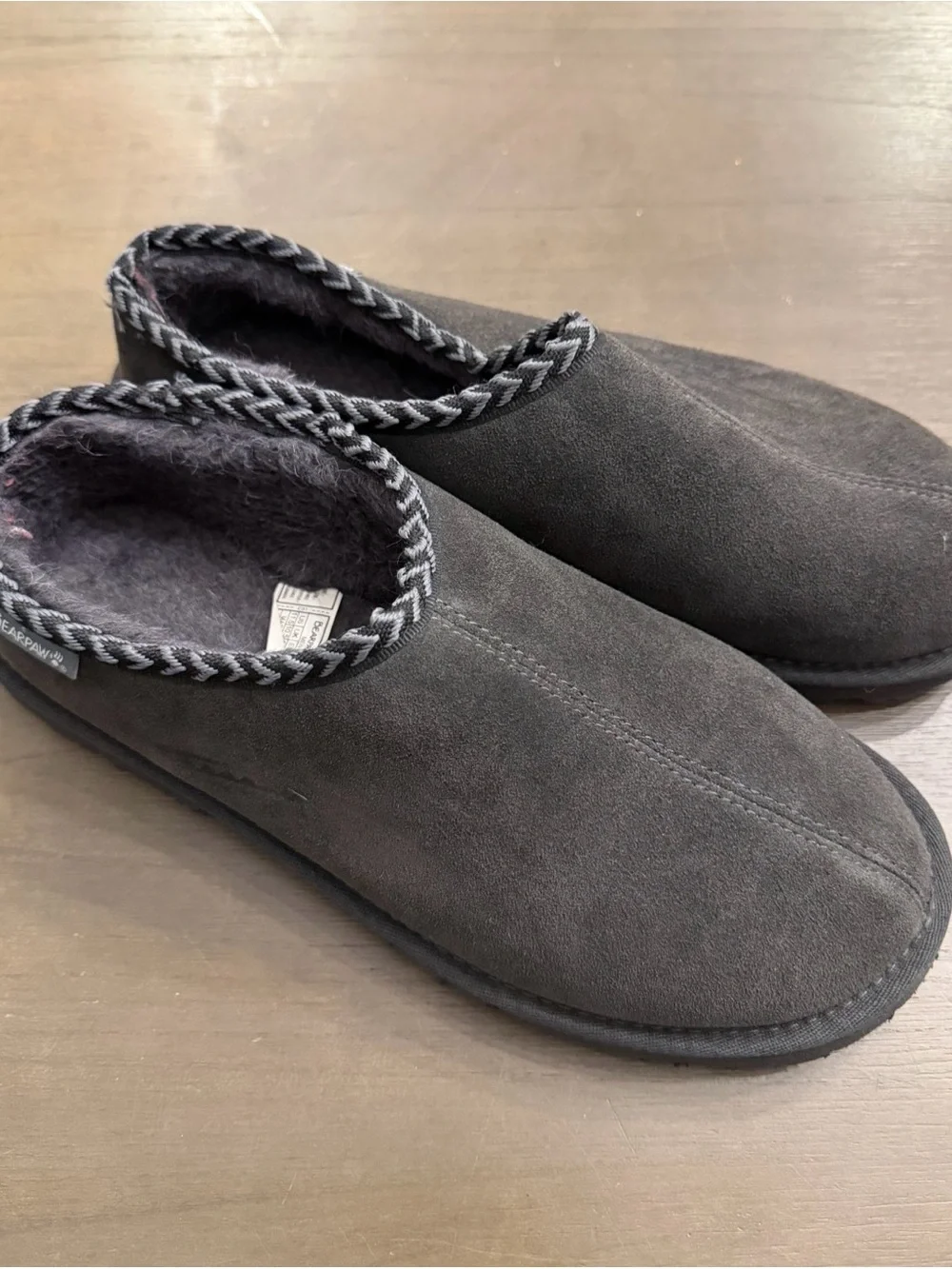 BearPaw Men’s Charcoal Suede Slip-On Loafers